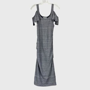 Nicole Miller Artelier Womens Blue Midi Dress Cold Shoulder Bodycon size XS